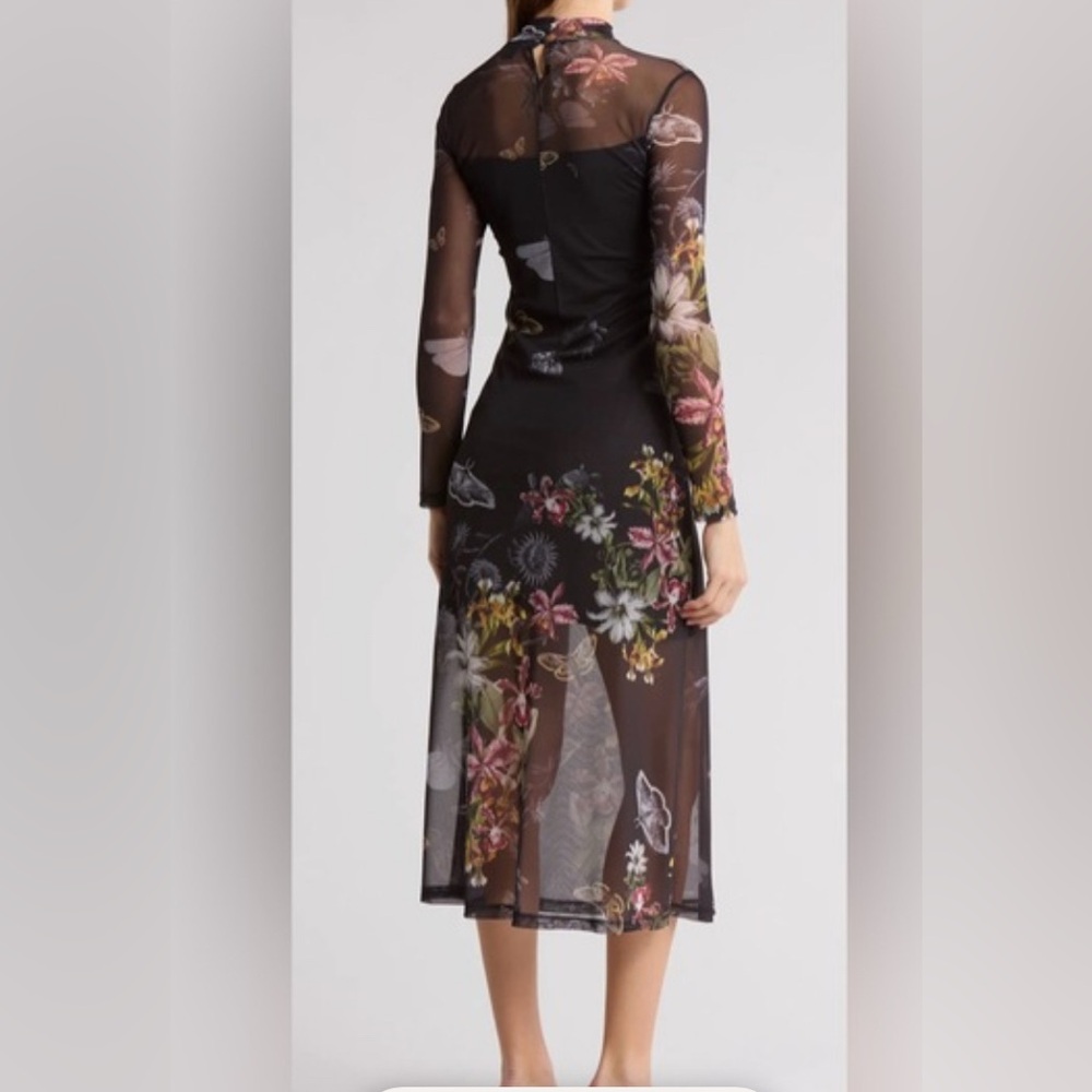 ALLSAINTS Floral Black Sheer Dress